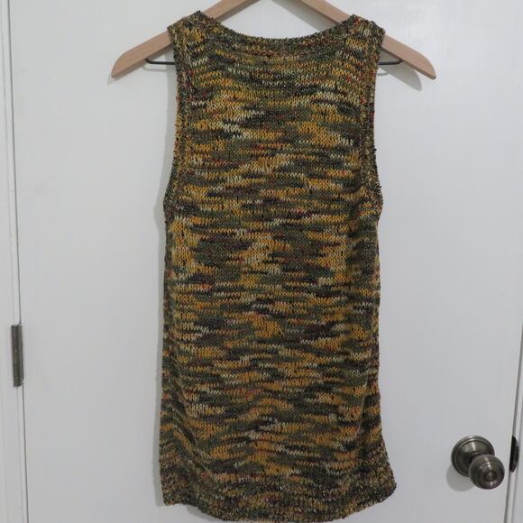 LOFT Womens Sz S Multicolor Knit Sleeveless Top Crew Neck Green Yellow Top - Picture 2 of 5